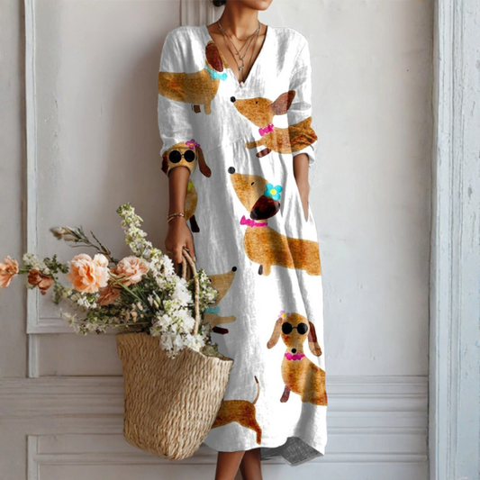 Robe Femme avec Imprimé Abstrait en Lin Lucyle