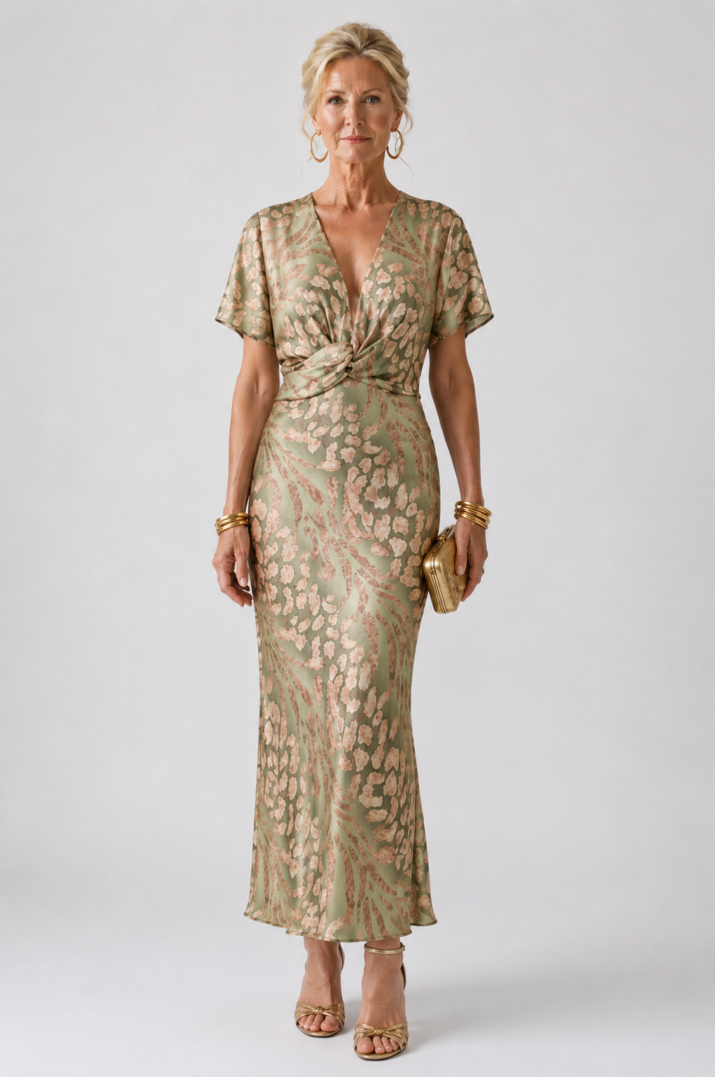 Robe Femme avec Imprimé Abstrait et Décolleté en V Lucyle