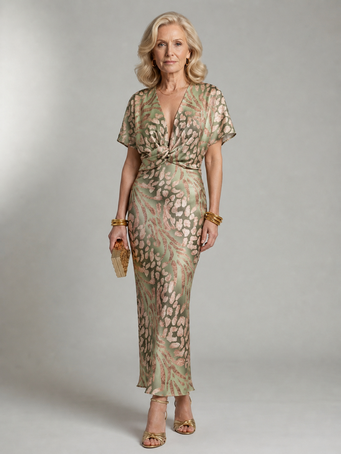Robe Femme avec Imprimé Abstrait et Décolleté en V Lucyle