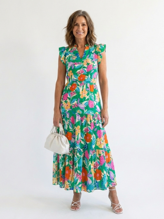 Robe Femme avec Imprimé Floral et Manches Courtes Lucyle