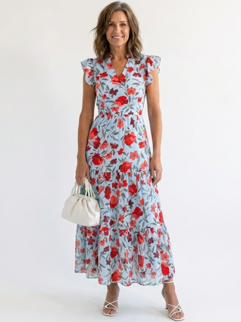 Robe Femme avec Imprimé Floral et Manches Courtes Lucyle