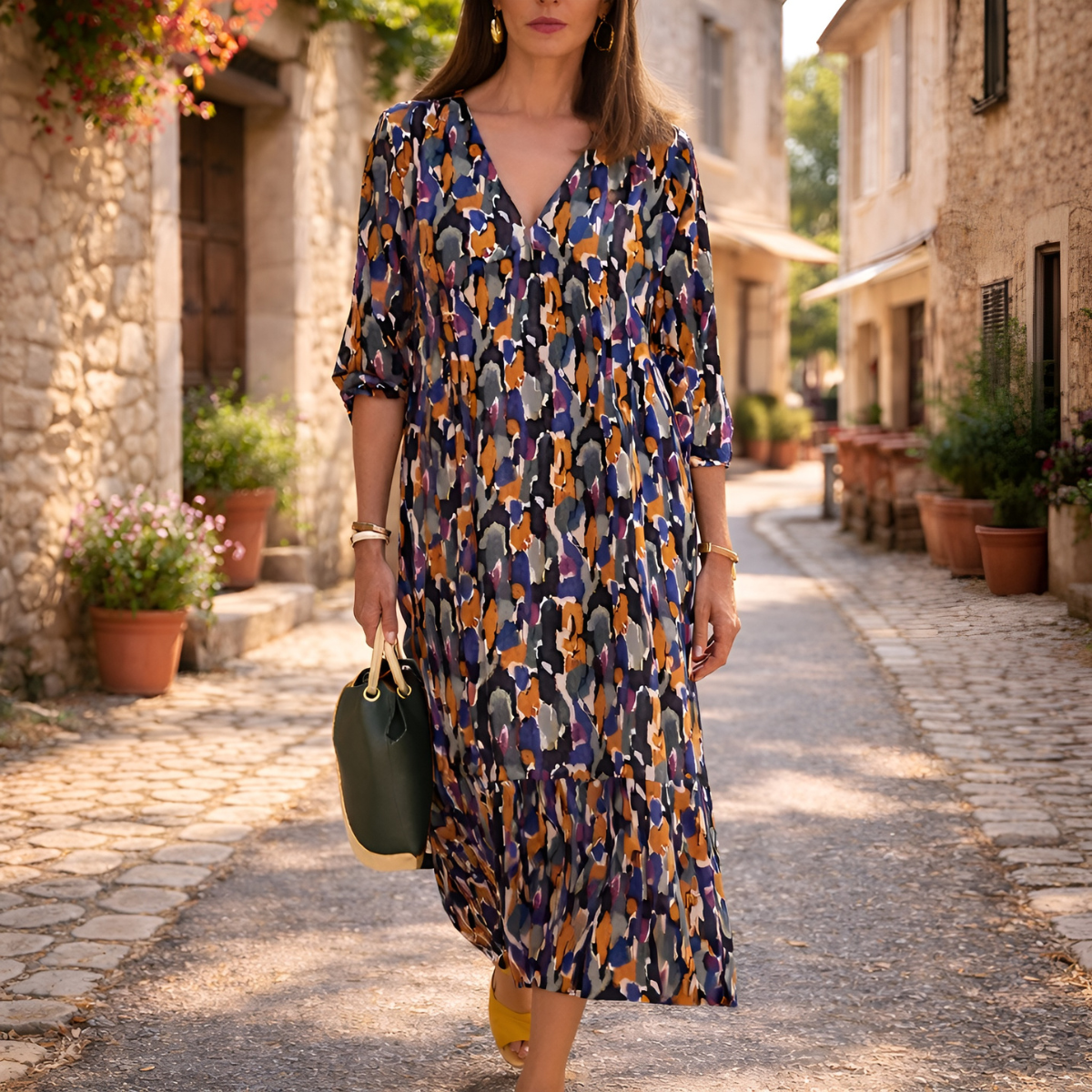 Robe Femme avec Imprimé Unique et Décolleté en V Lucyle