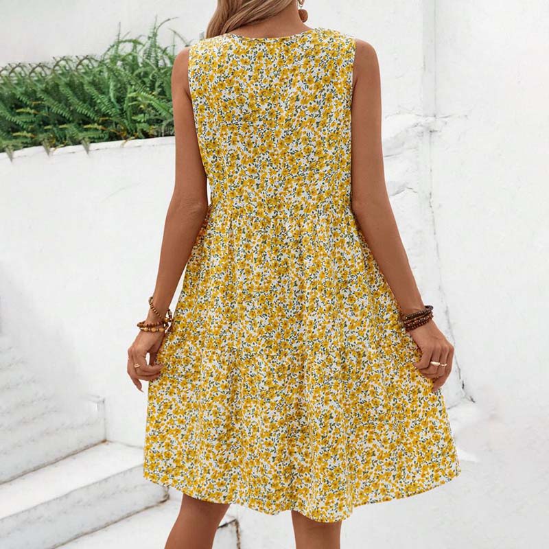 Robe Femme avec Motif Floral et Col Rond Lucyle