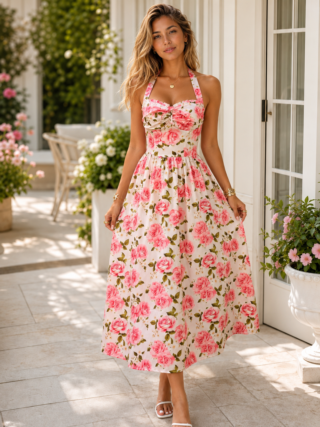Robe Femme avec Smocks et Liens à Nouer Lucyle