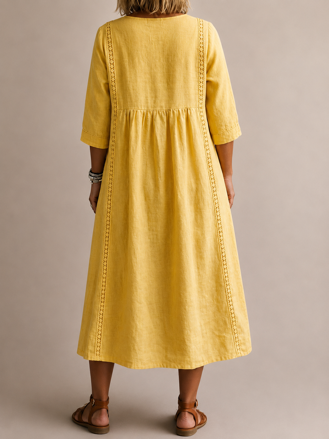 Robe Femme en Lin avec Encolure en V Lucyle
