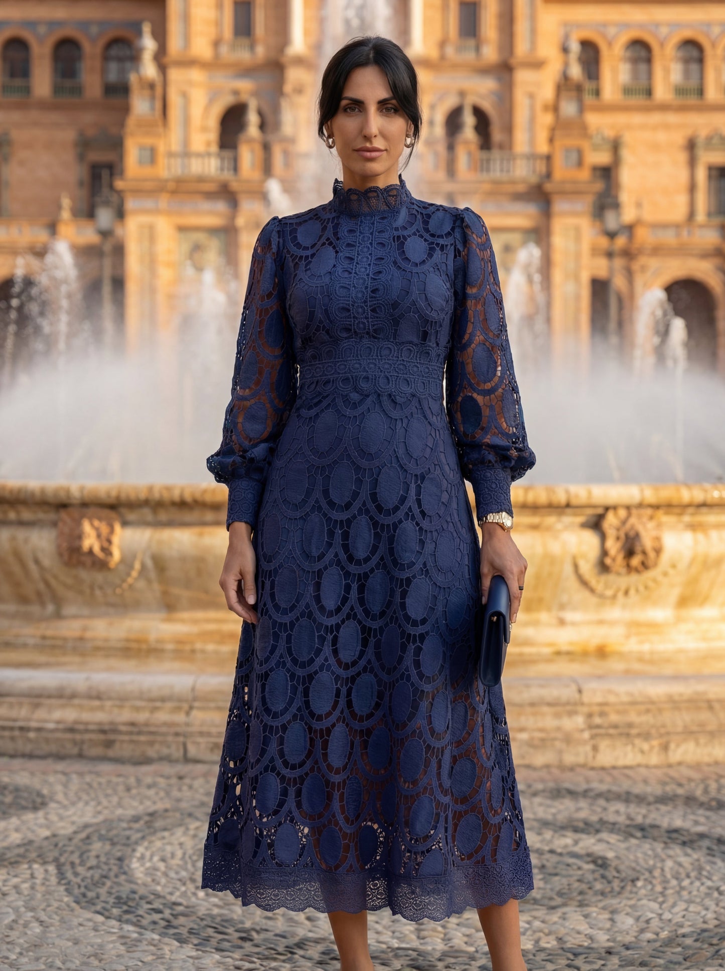 Robe Femme en Soie avec Dentelle Lucyle