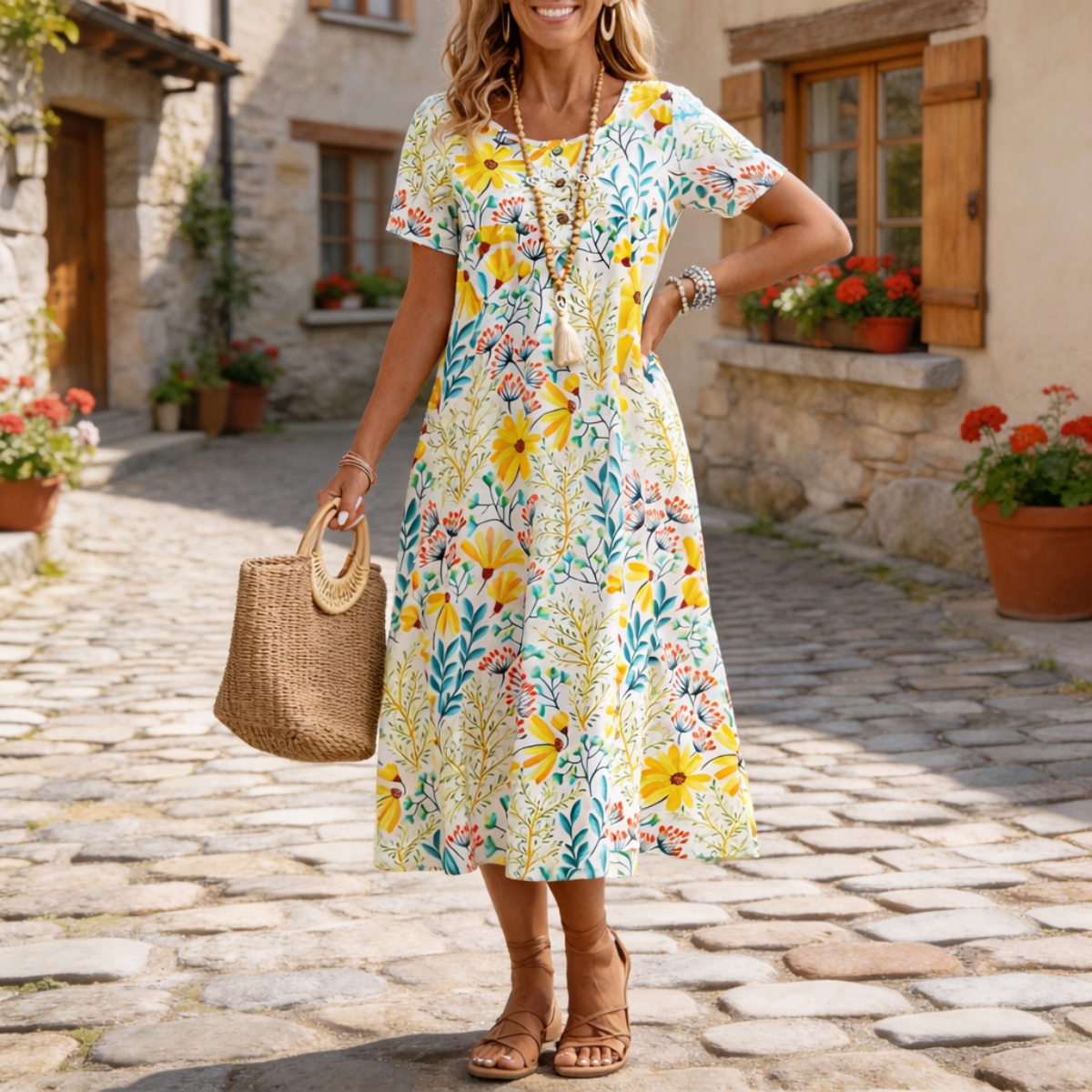 Robe Fleurie Femme avec Coupe Longue Chic Lucyle