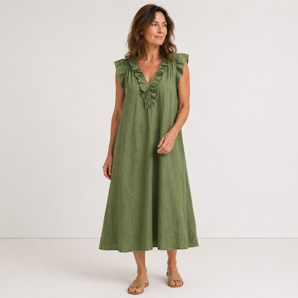 Robe Fluide Femme avec Col en V Lucyle
