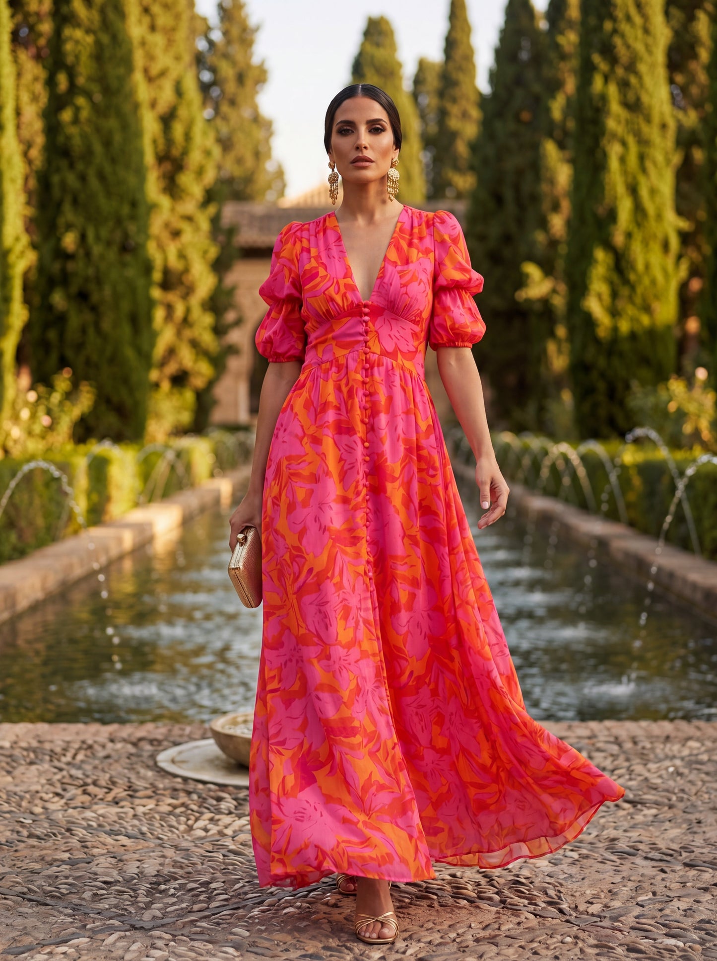 Robe Fluide Femme avec Décolleté en V Lucyle