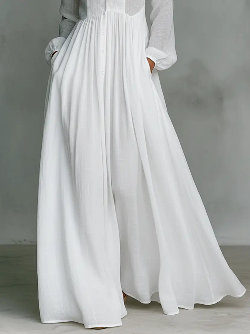 Robe Longue Femme avec Col Mao et Manches Longues Lucyle
