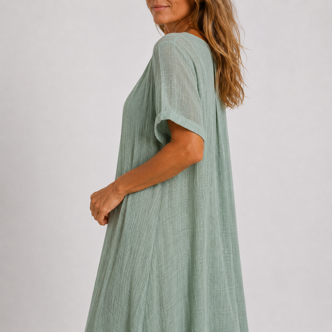 Robe Longue Femme avec Col en V Éléguant Lucyle