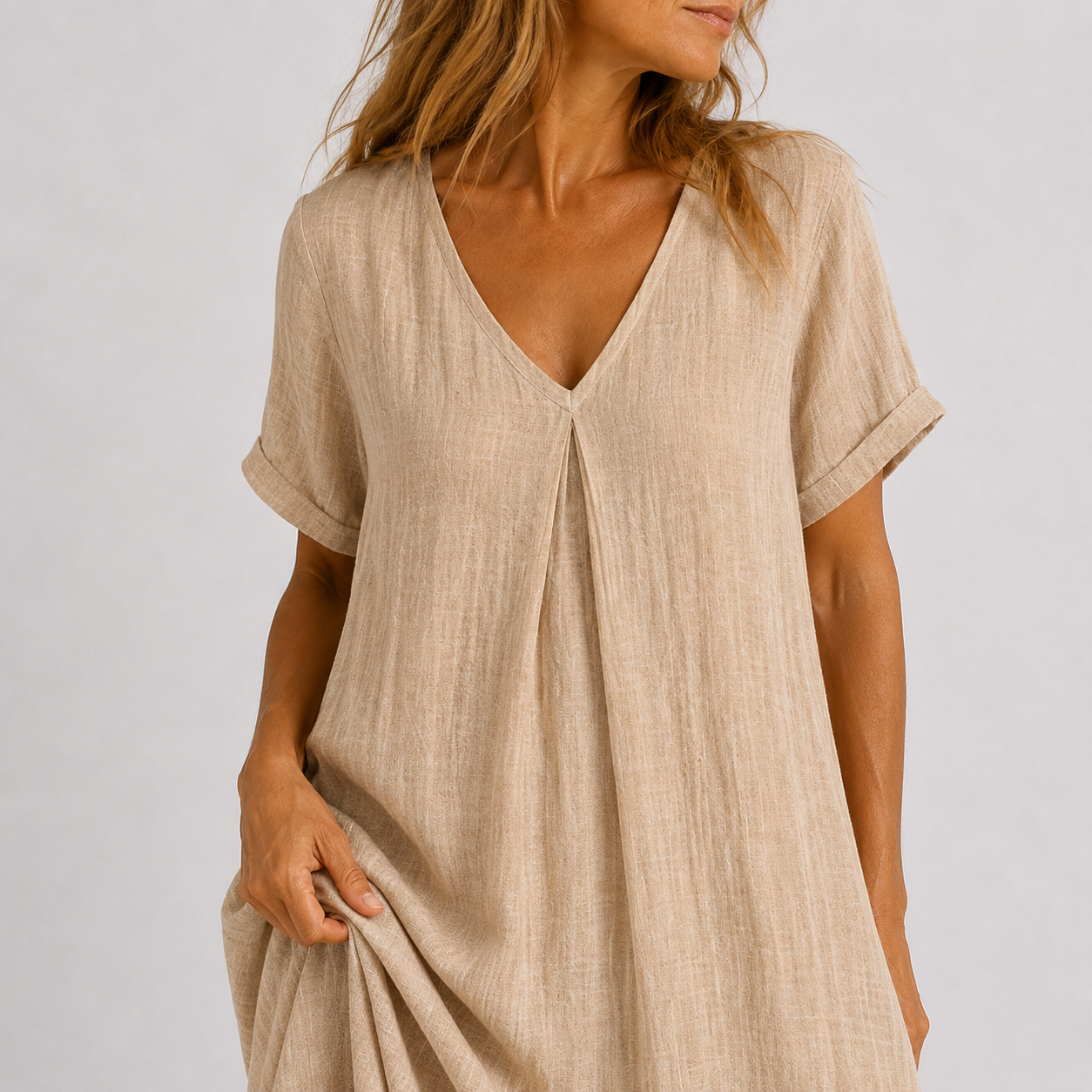 Robe Longue Femme avec Col en V Éléguant Lucyle