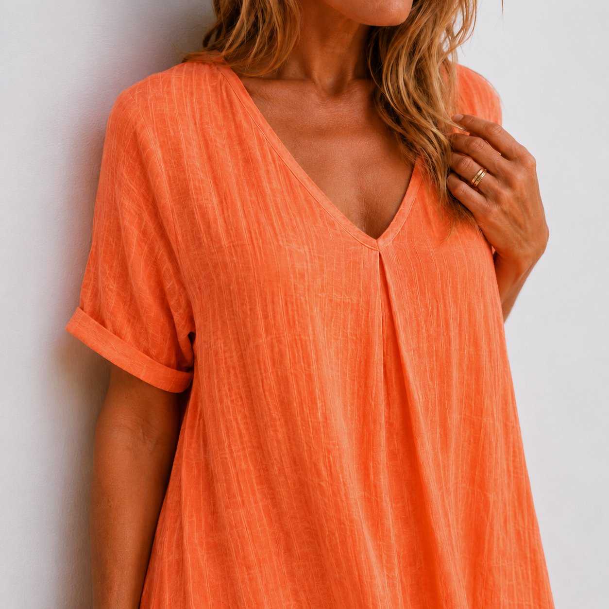Robe Longue Femme avec Col en V Éléguant Lucyle