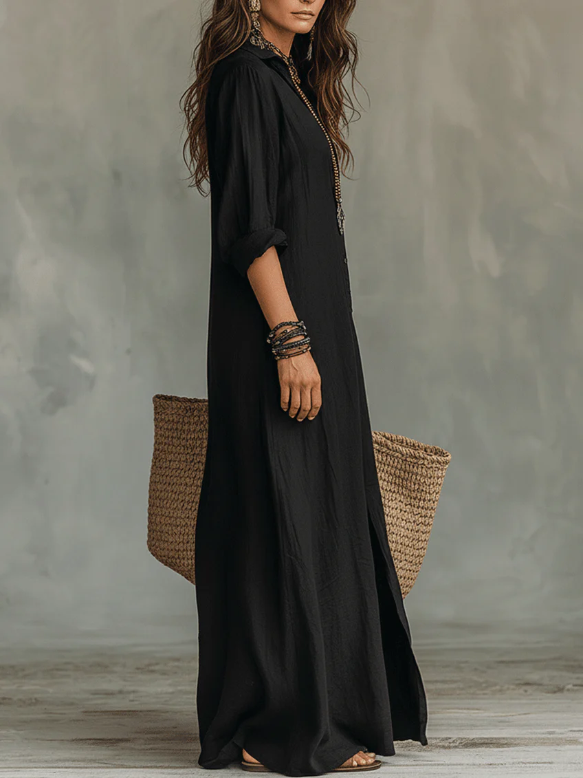 Robe Longue Femme avec Col en V Fluide Lucyle