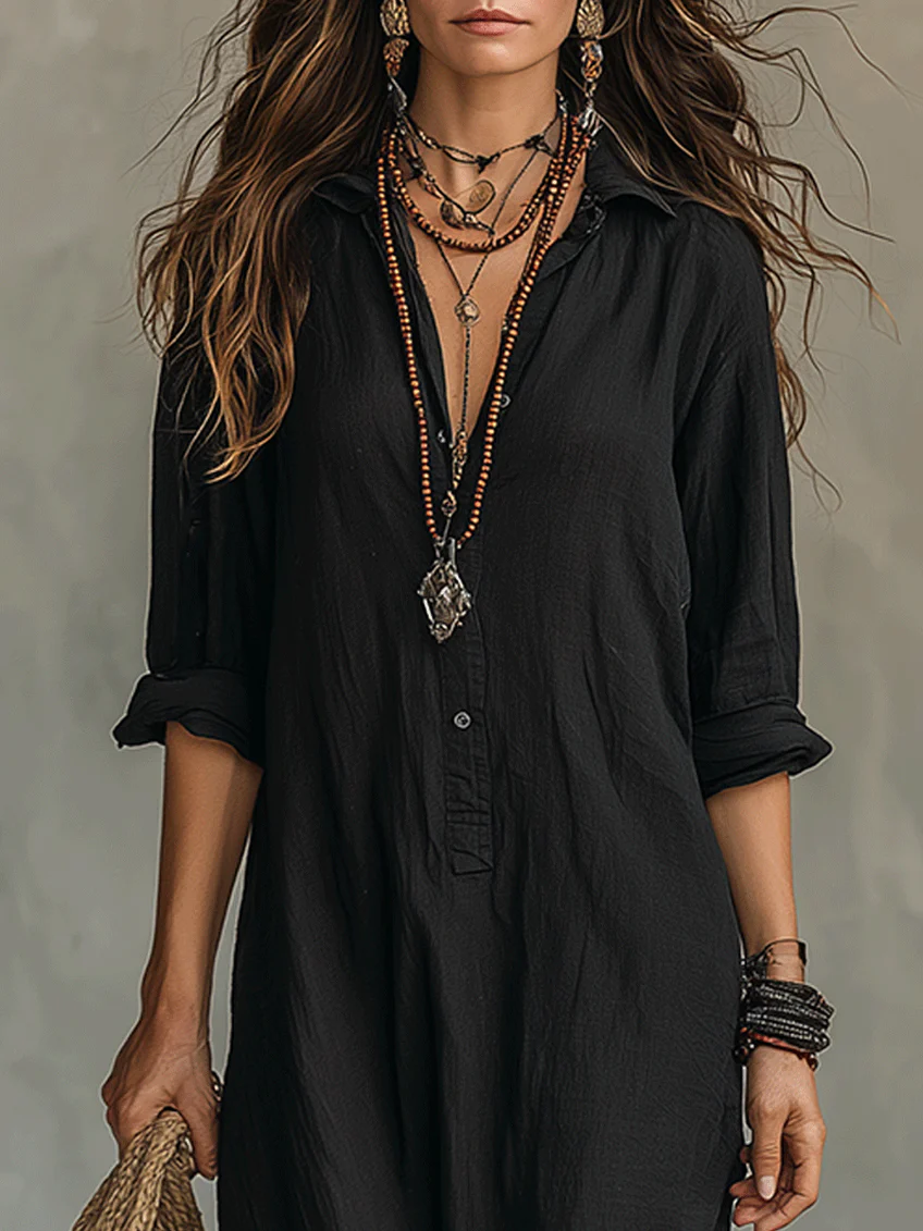 Robe Longue Femme avec Col en V Fluide Lucyle