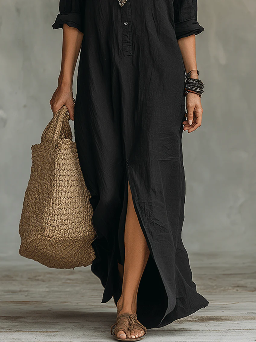 Robe Longue Femme avec Col en V Fluide Lucyle