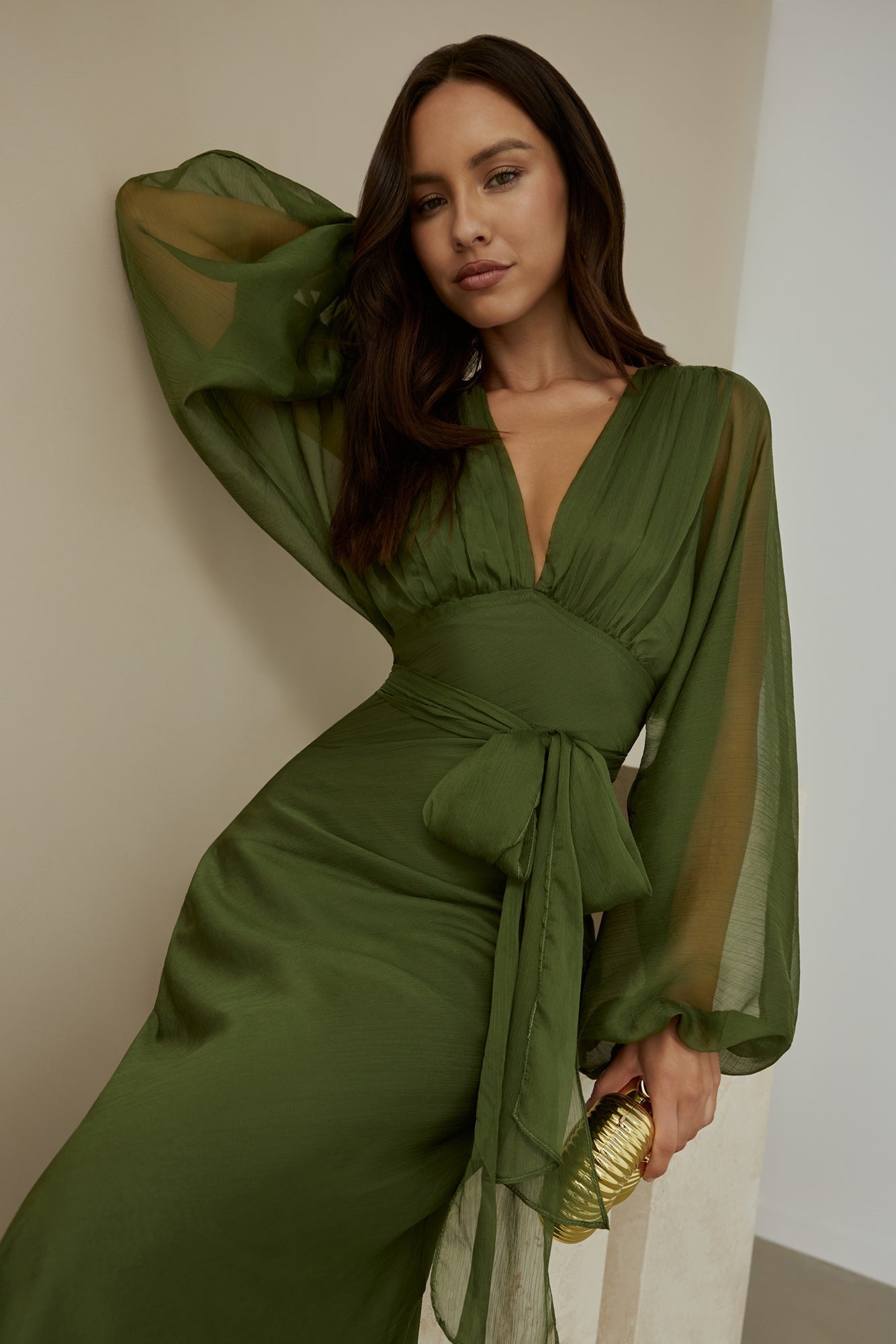Robe Longue Femme avec Col en V Lucyle