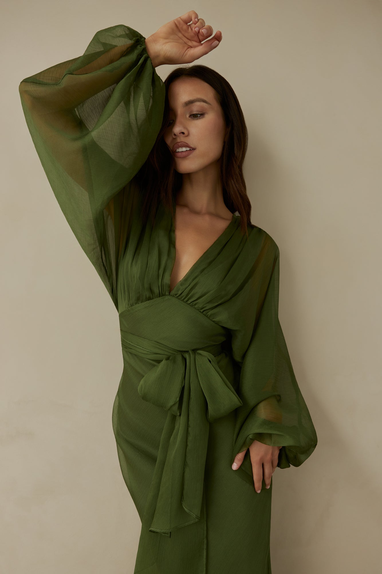 Robe Longue Femme avec Col en V Lucyle