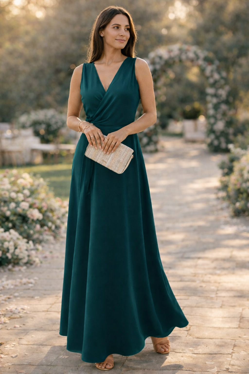 Robe Longue Femme avec Col en V Profond Lucyle