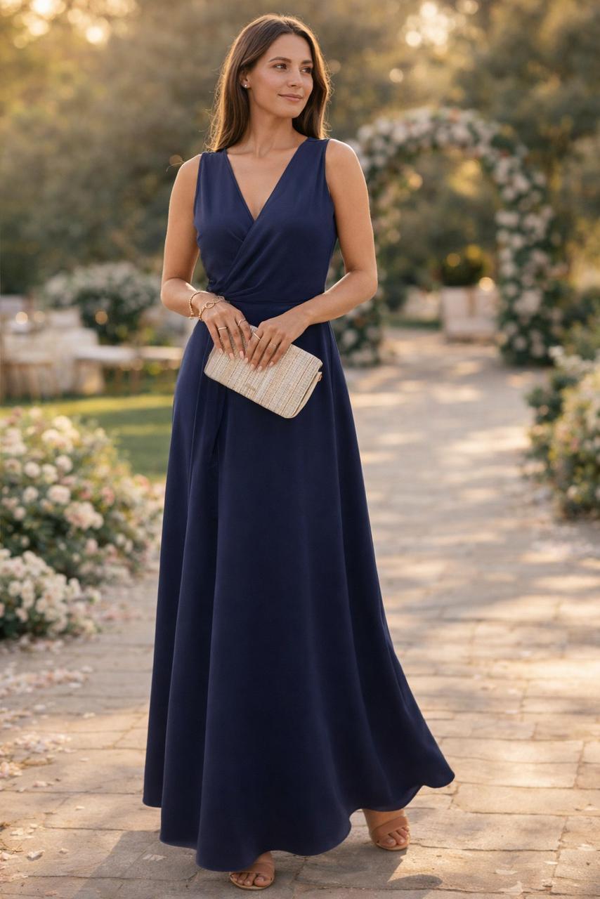 Robe Longue Femme avec Col en V Profond Lucyle