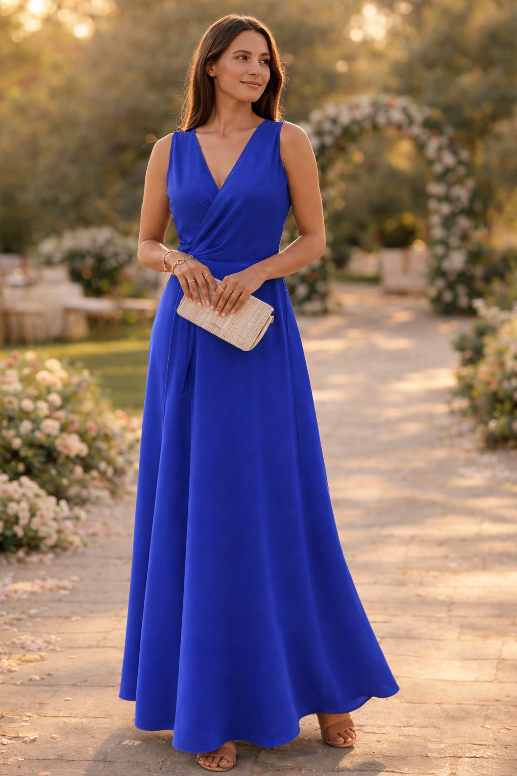 Robe Longue Femme avec Col en V Profond Lucyle