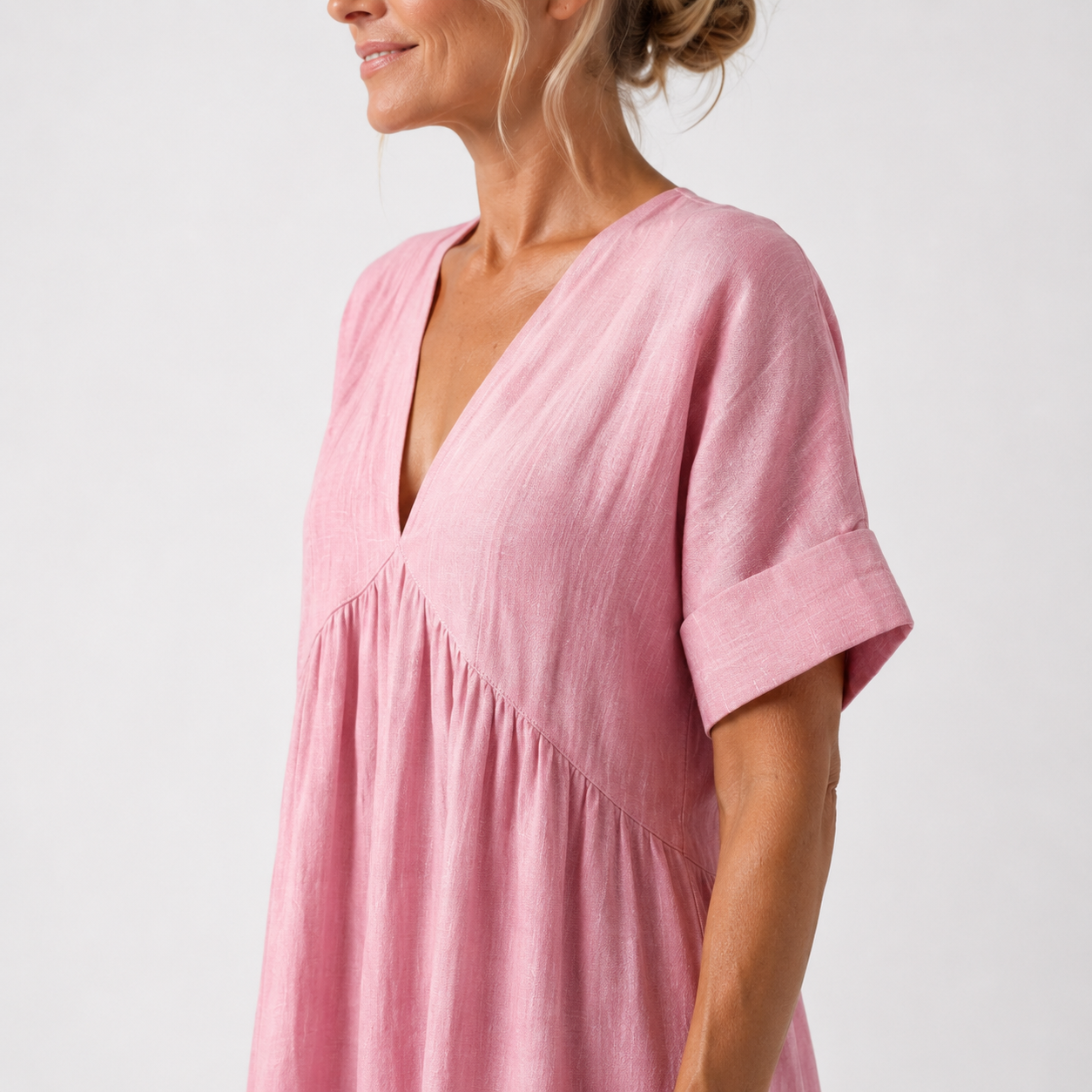 Robe Longue Femme avec Col en V en Coton Lucyle