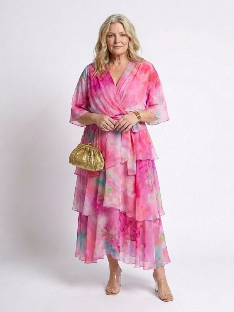Robe Longue Femme avec Col en V et Taille Ajustable Lucyle