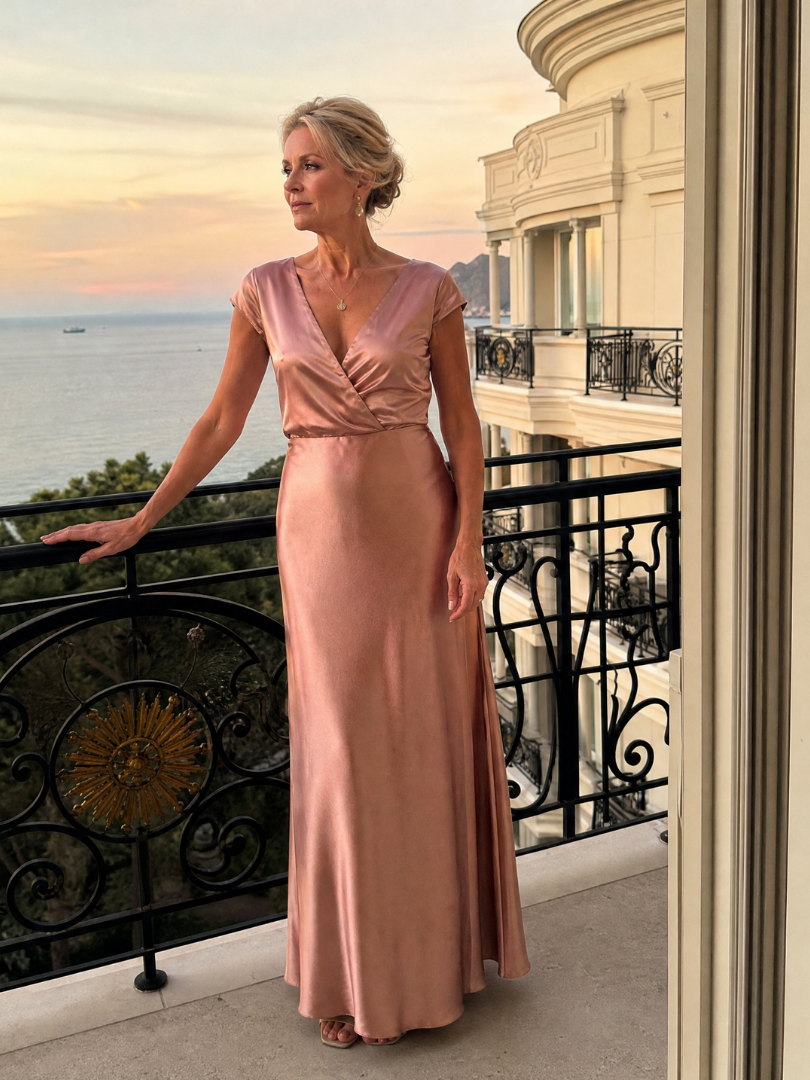 Robe Longue Femme avec Corsage Cache-Cœur Lucyle