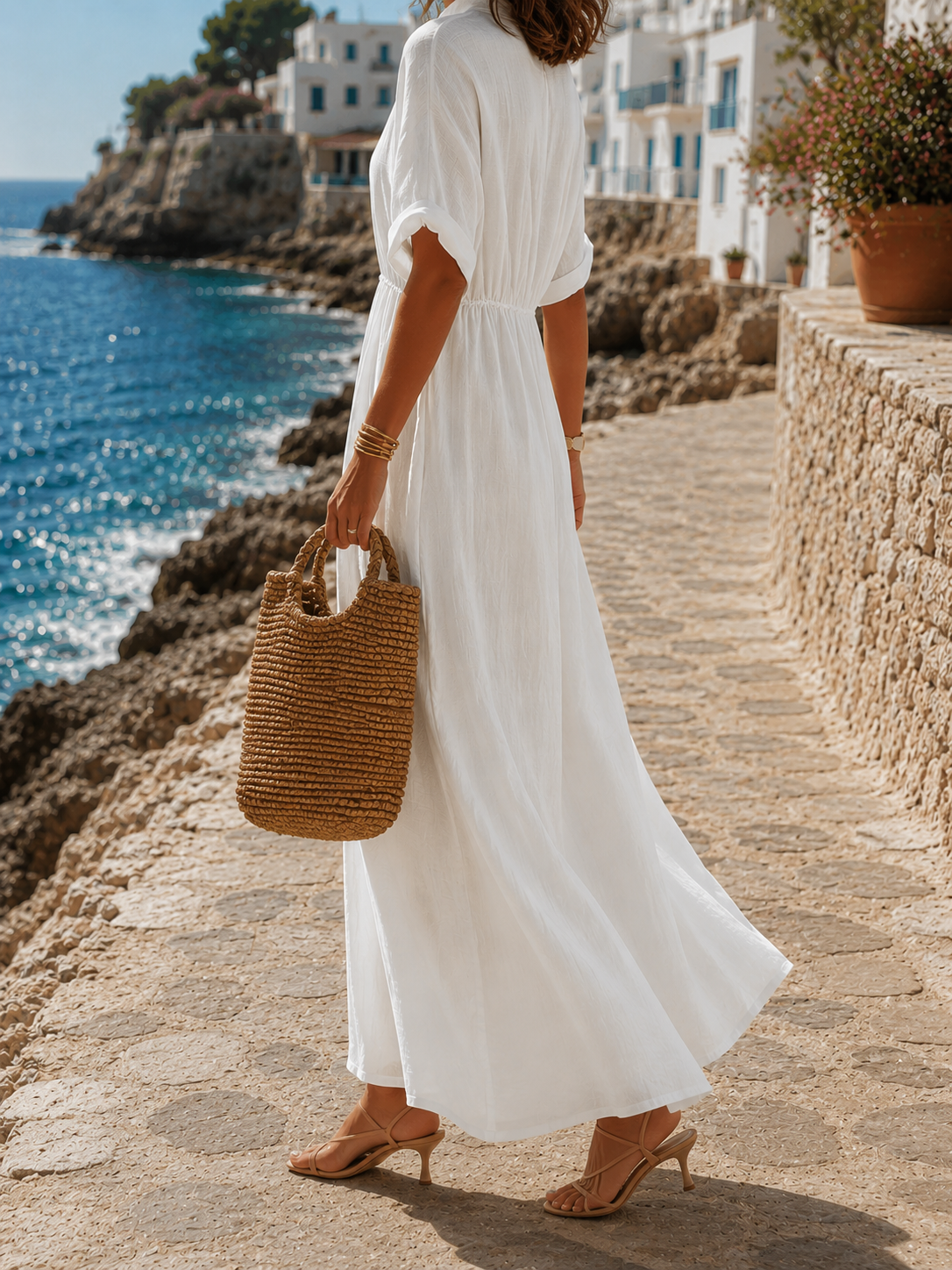Robe Longue Femme avec Décolleté en V Fluide Lucyle