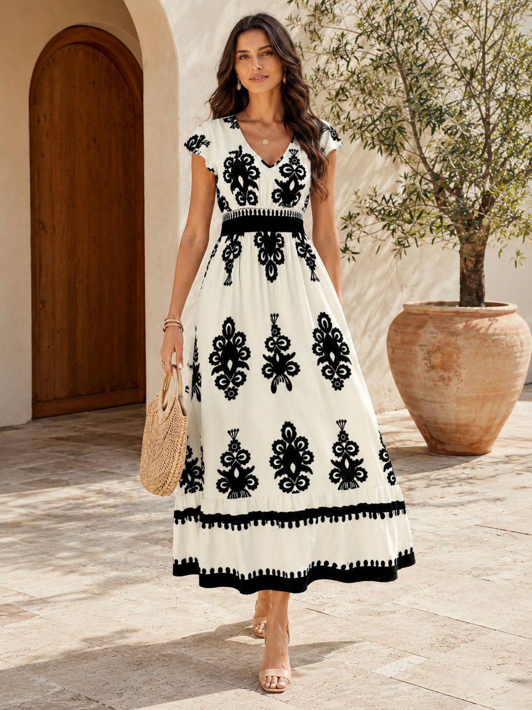 Robe Longue Femme avec Décolleté en V Lucyle