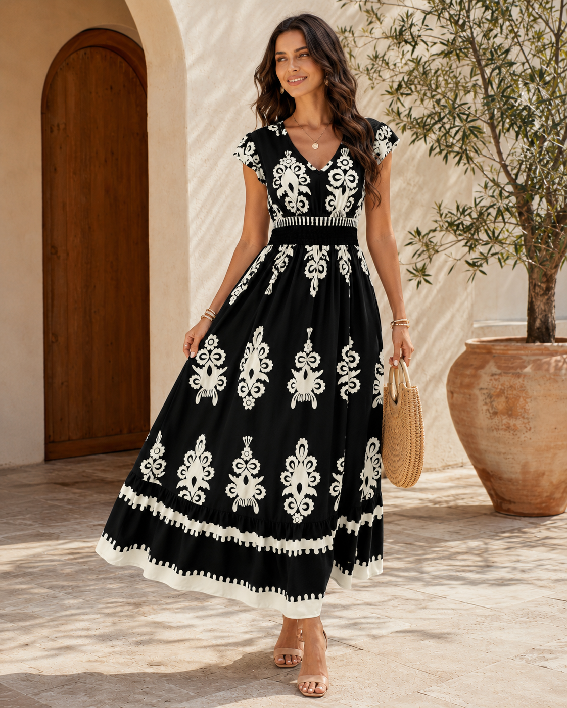 Robe Longue Femme avec Décolleté en V Lucyle