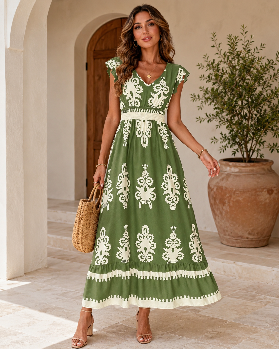 Robe Longue Femme avec Décolleté en V Lucyle