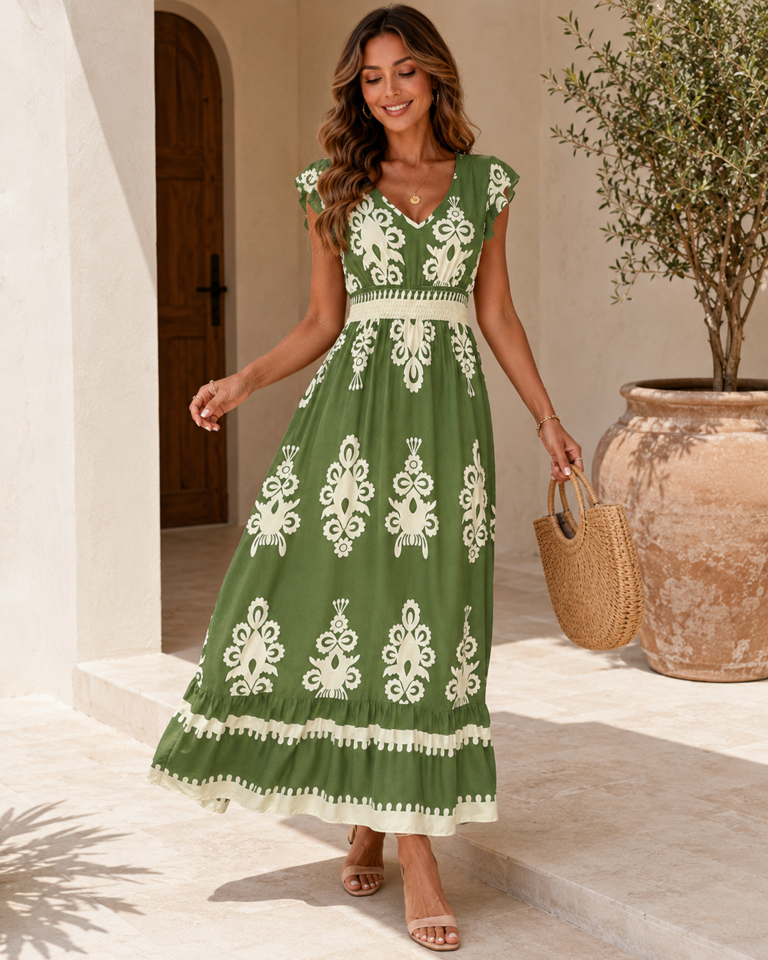 Robe Longue Femme avec Décolleté en V Lucyle