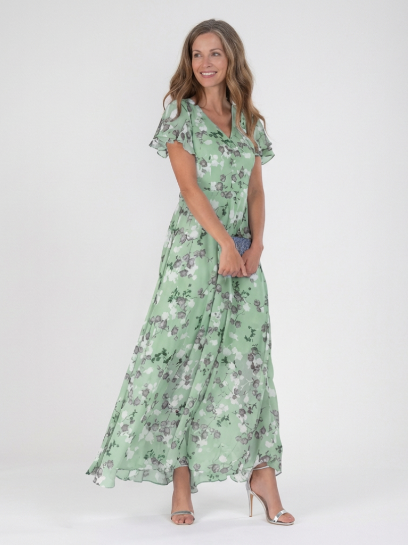 Robe Longue Femme avec Décolleté en V en Mousseline Lucyle