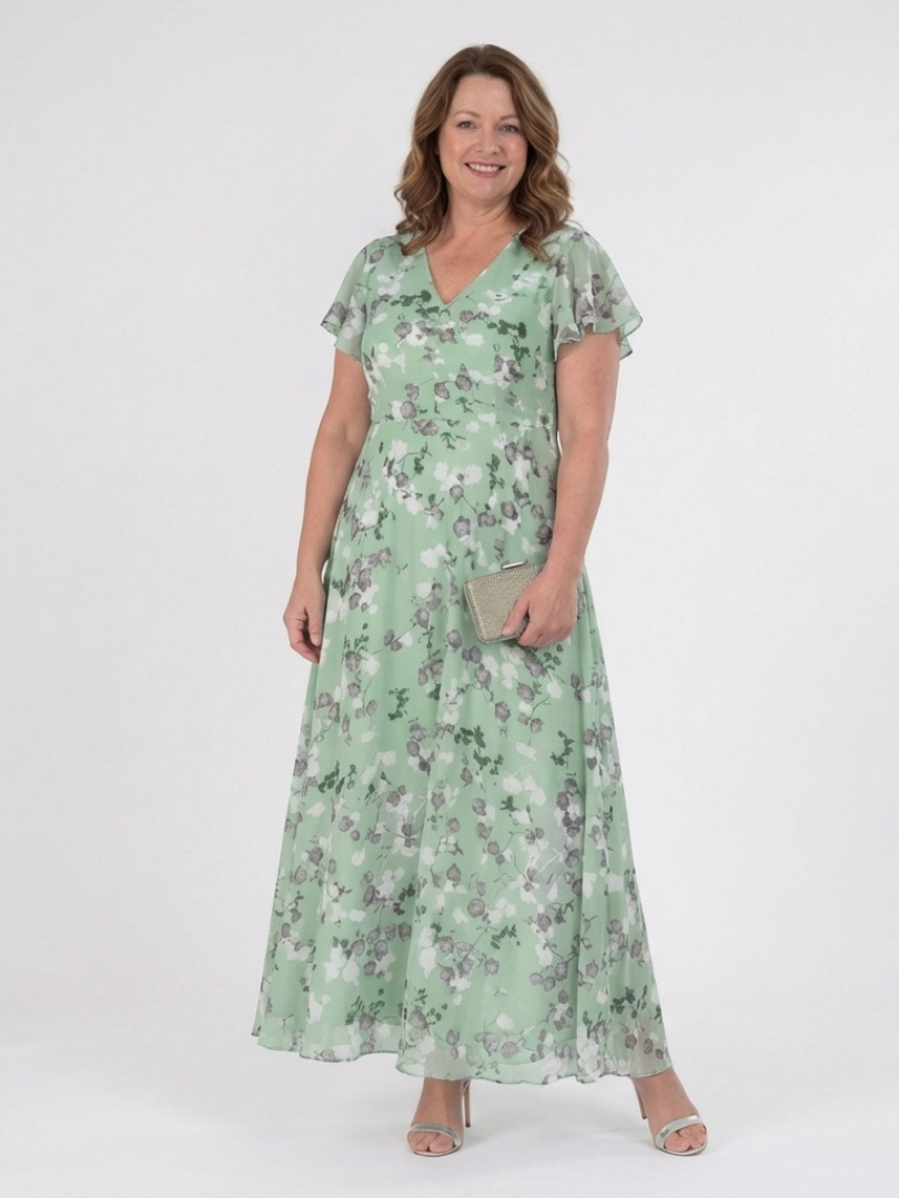 Robe Longue Femme avec Décolleté en V en Mousseline Lucyle