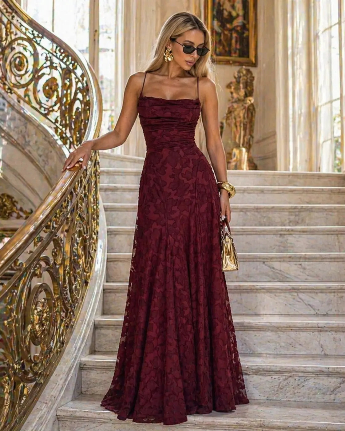 Robe Longue Femme avec Dentelle ÉléGante Lucyle