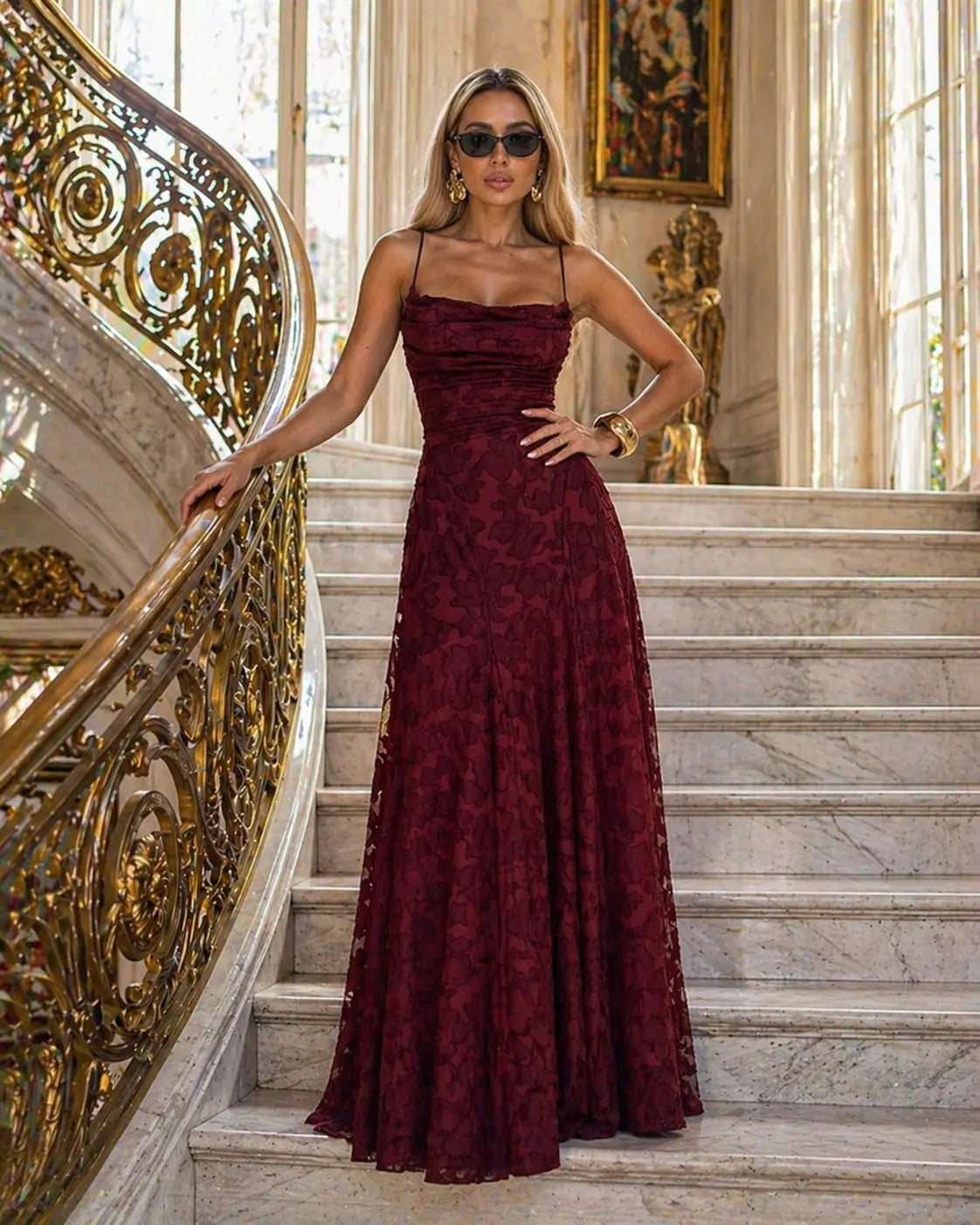 Robe Longue Femme avec Dentelle ÉléGante Lucyle