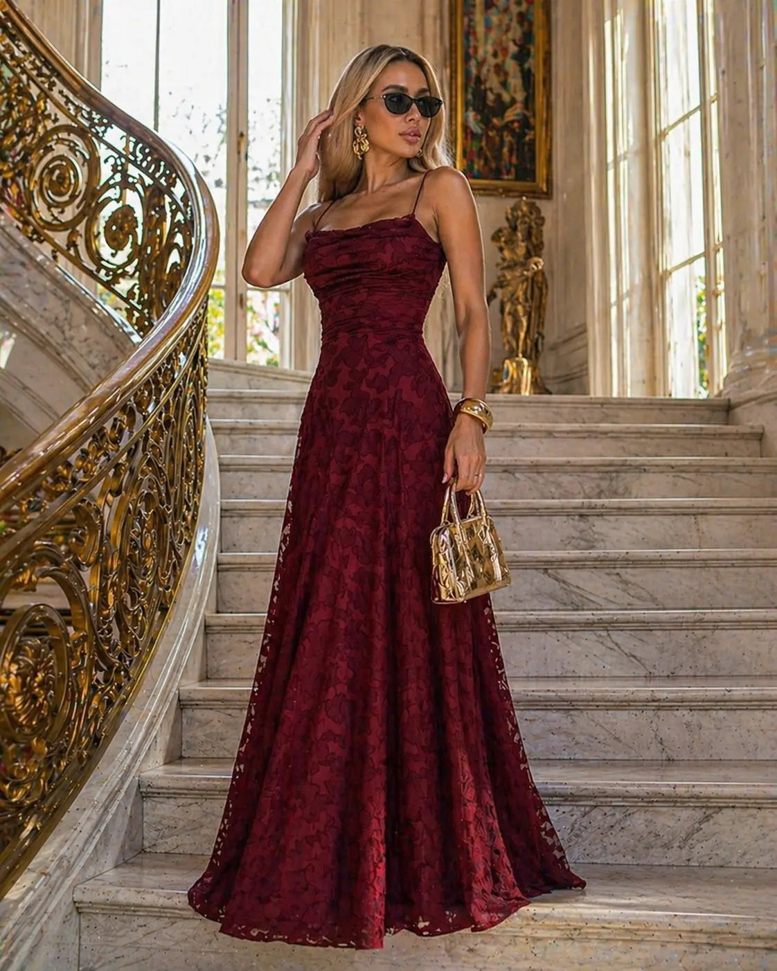 Robe Longue Femme avec Dentelle ÉléGante Lucyle