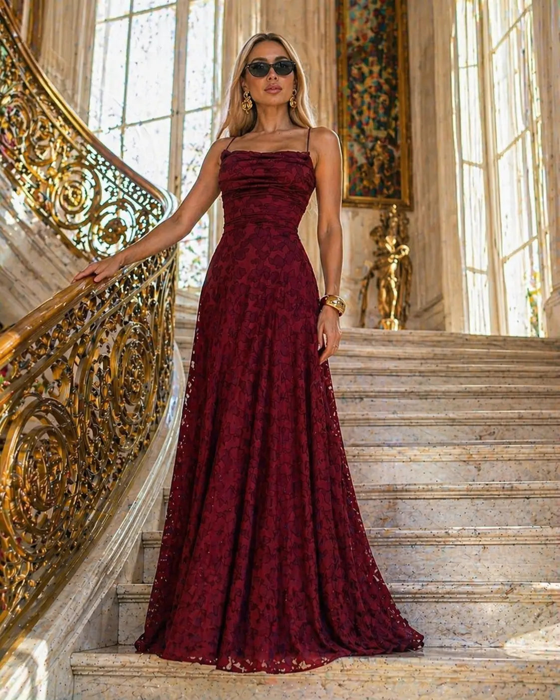 Robe Longue Femme avec Dentelle ÉléGante Lucyle
