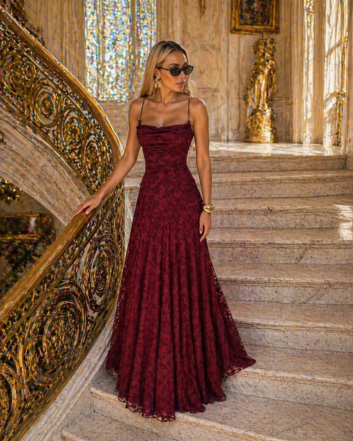 Robe Longue Femme avec Dentelle ÉléGante Lucyle
