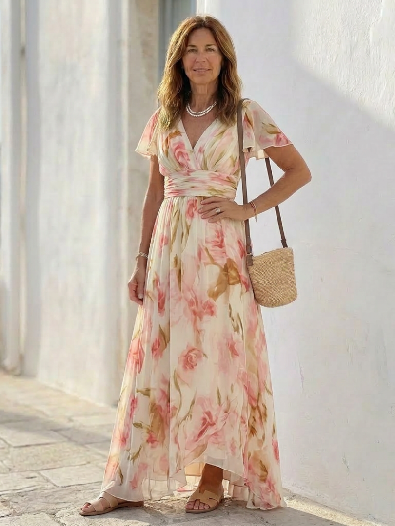 Robe Longue Femme avec Détails Floraux Lucyle