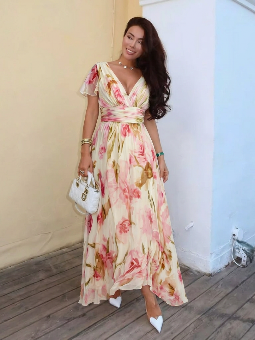 Robe Longue Femme avec Détails Floraux Lucyle