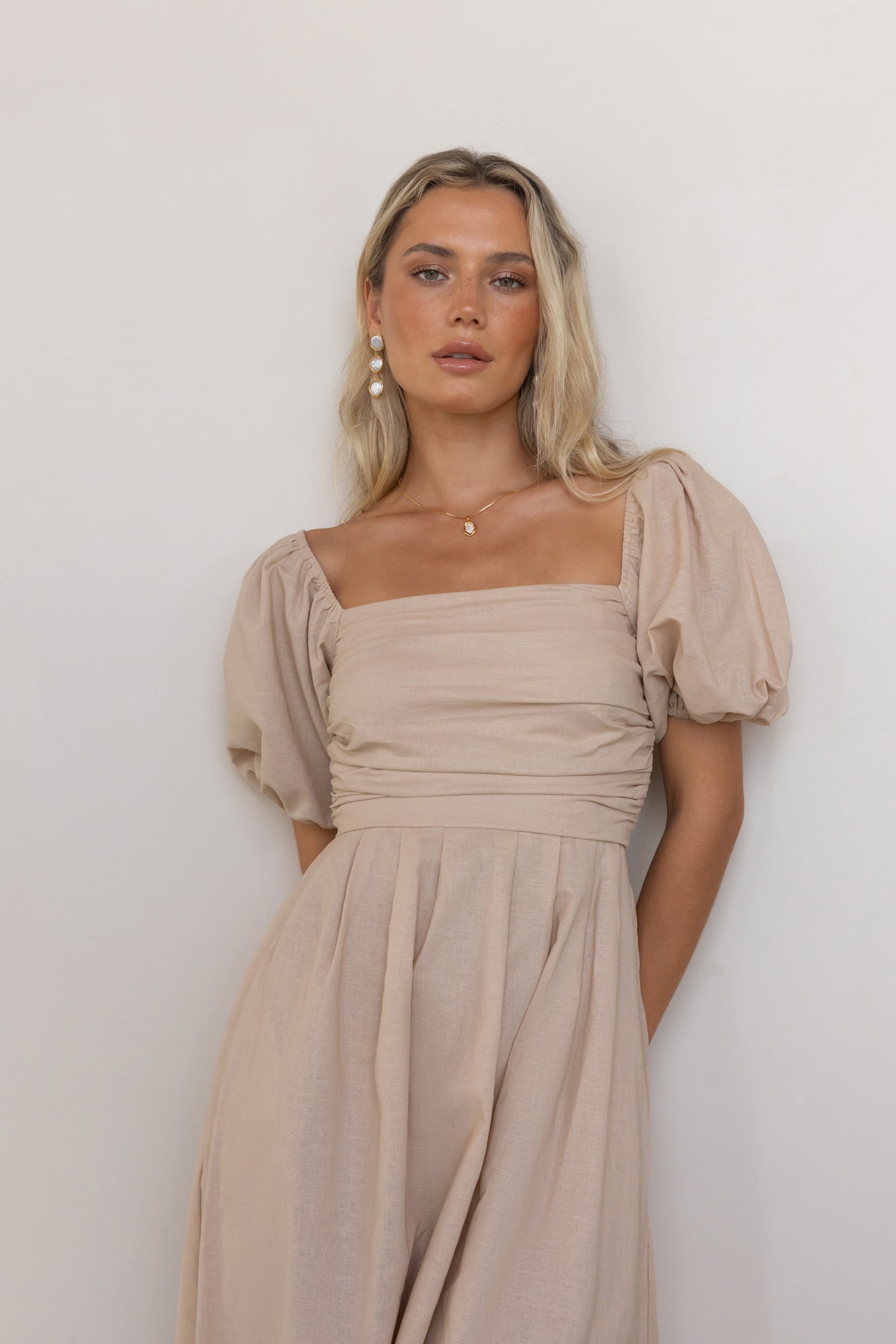 Robe Longue Femme avec Détails Volants Lucyle