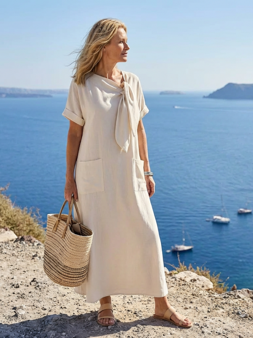 Robe Longue Femme avec Encolure Ronde Lucyle