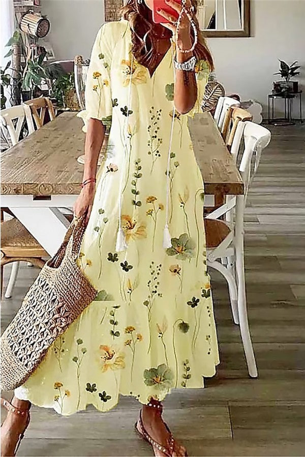 Robe Longue Femme avec Imprimé Floral Bohème Lucyle