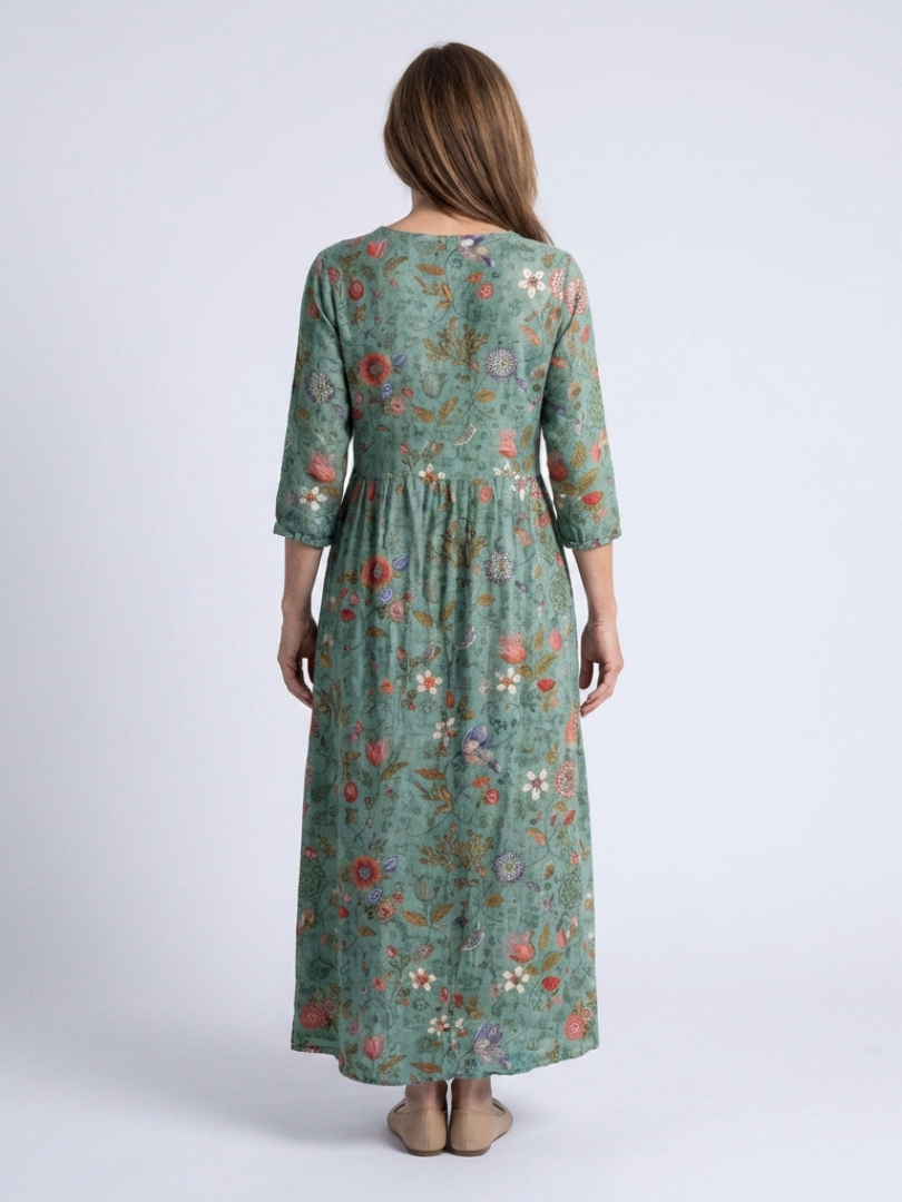 Robe Longue Femme avec Imprimé Floral et Col en V Lucyle