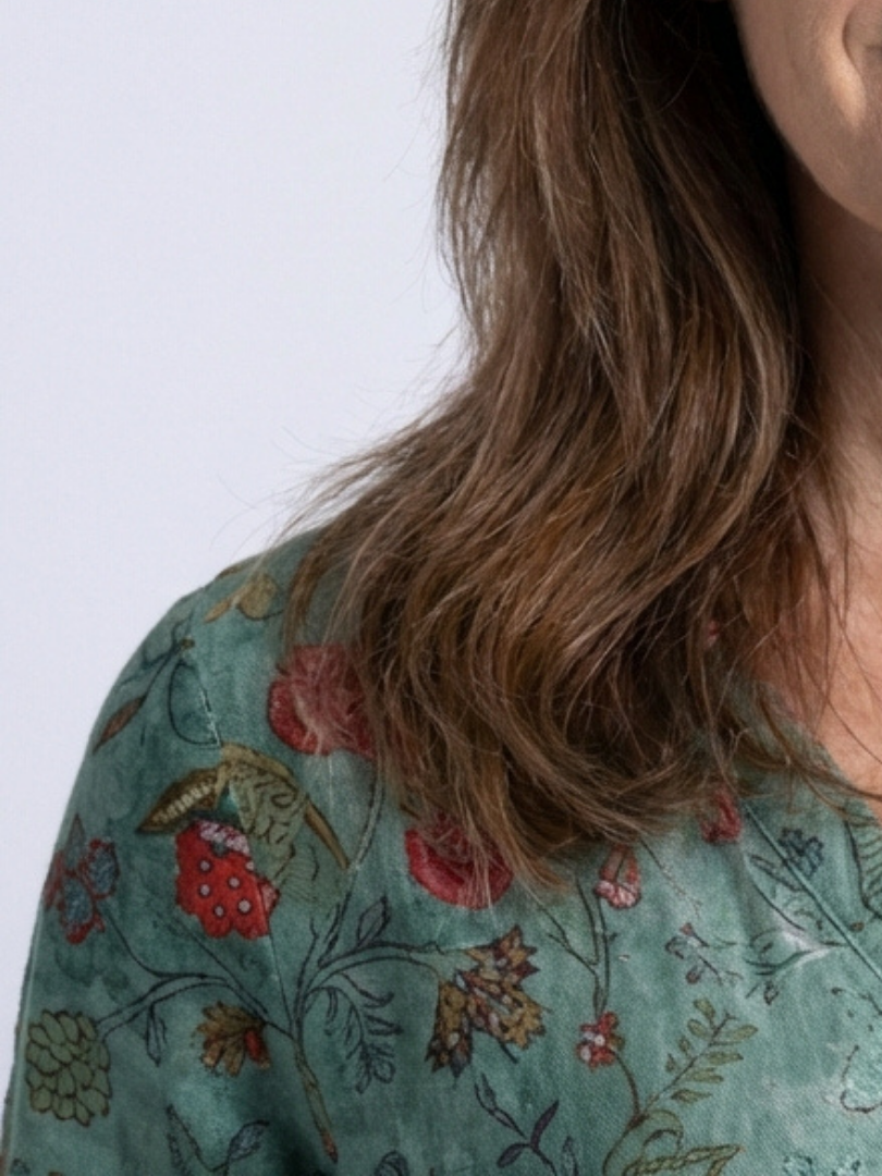 Robe Longue Femme avec Imprimé Floral et Col en V Lucyle