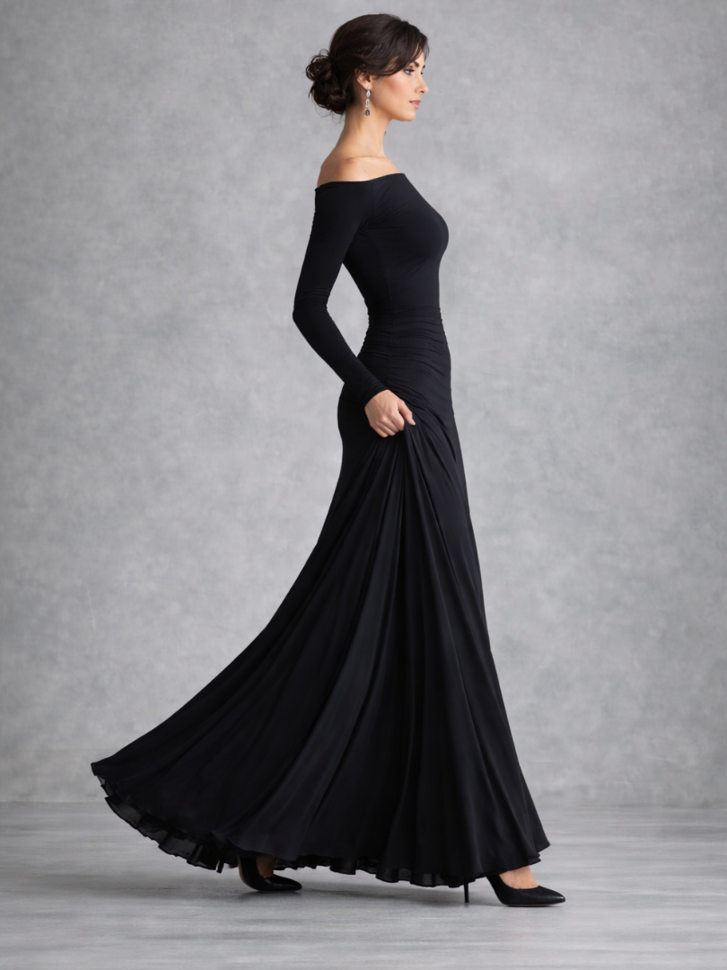 Robe Longue Femme avec Manches Longues Drapée Lucyle