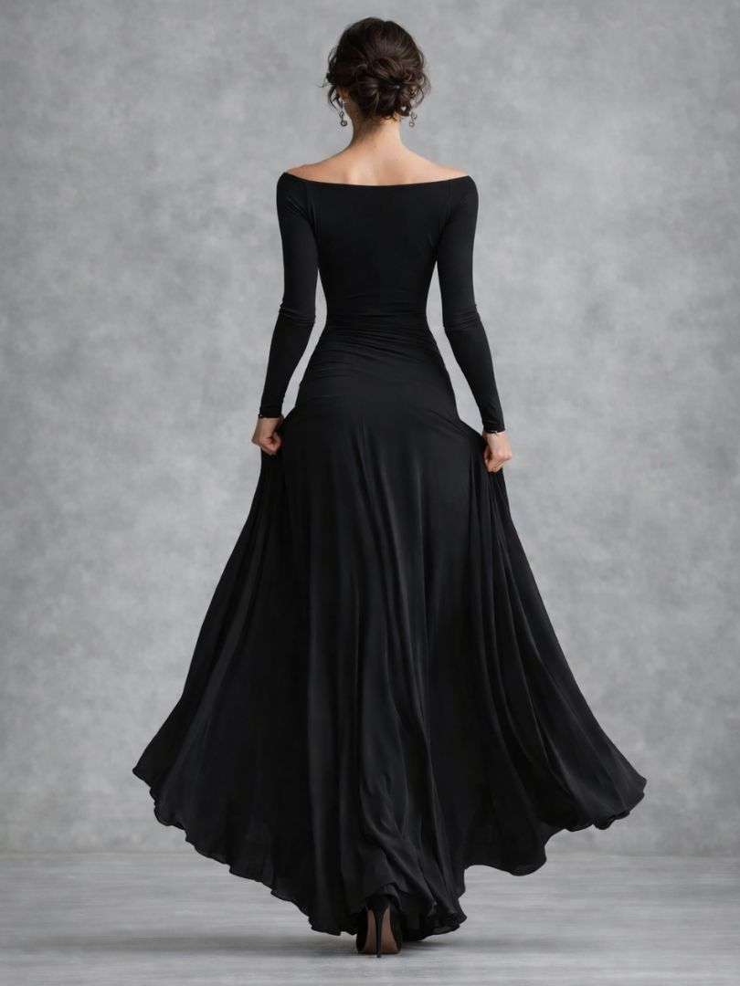 Robe Longue Femme avec Manches Longues Drapée Lucyle