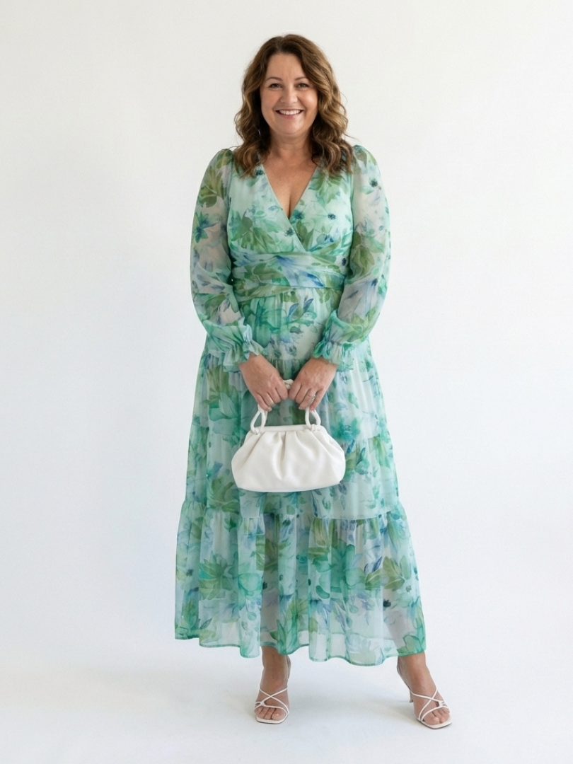Robe Longue Femme avec Manches Longues en Tissu Léger Lucyle